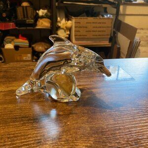 Galway Irish clear crystal dolphin paperweight